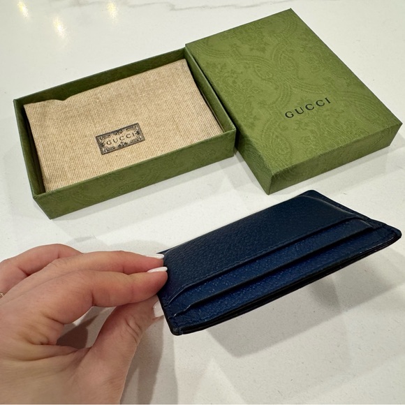 Gucci Navy Leather Card Holder - Picture 6 of 7